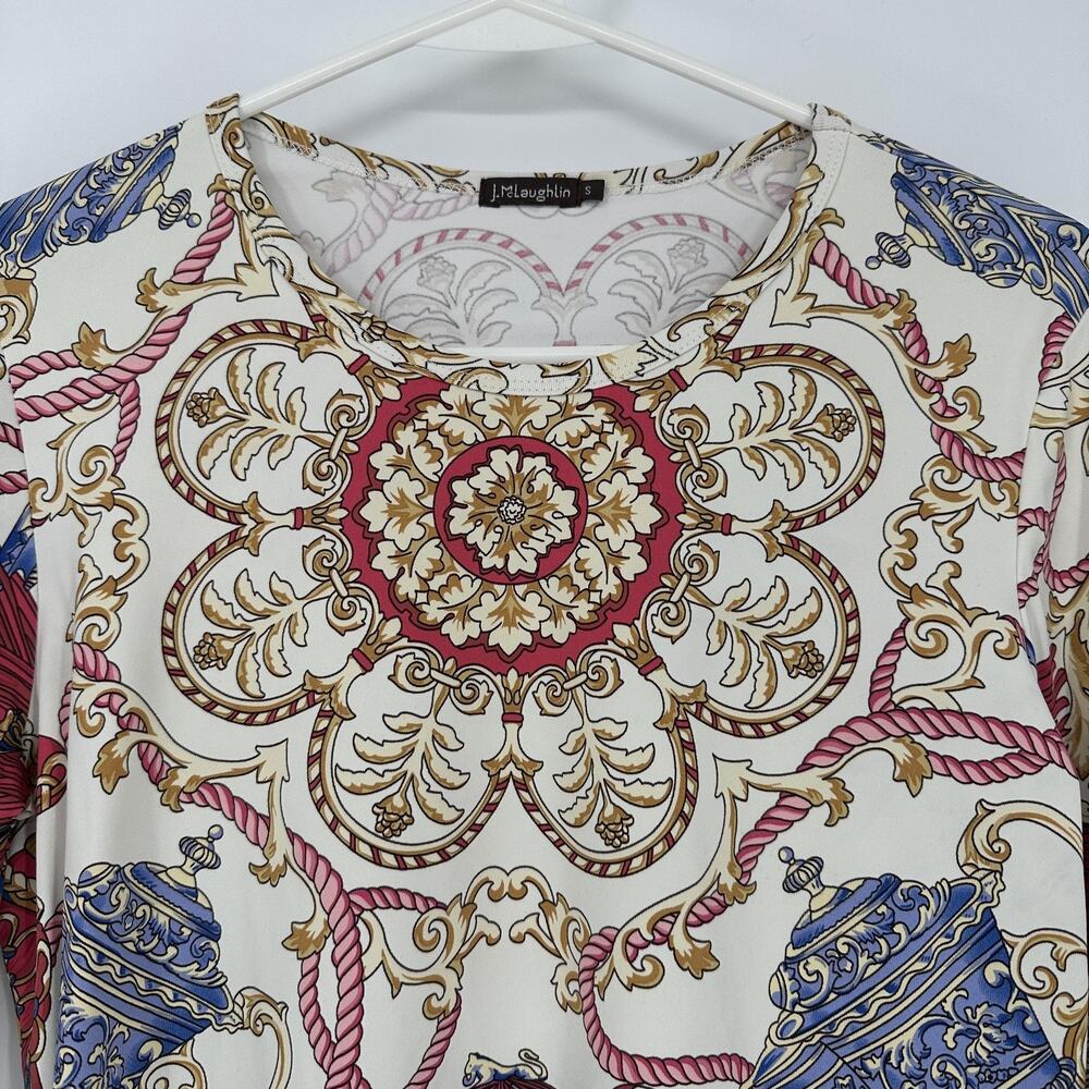 J McLaughlin Shirt Womens Small Multicolor Baroque Tassel Long Sleeve Top - Picture 2 of 9